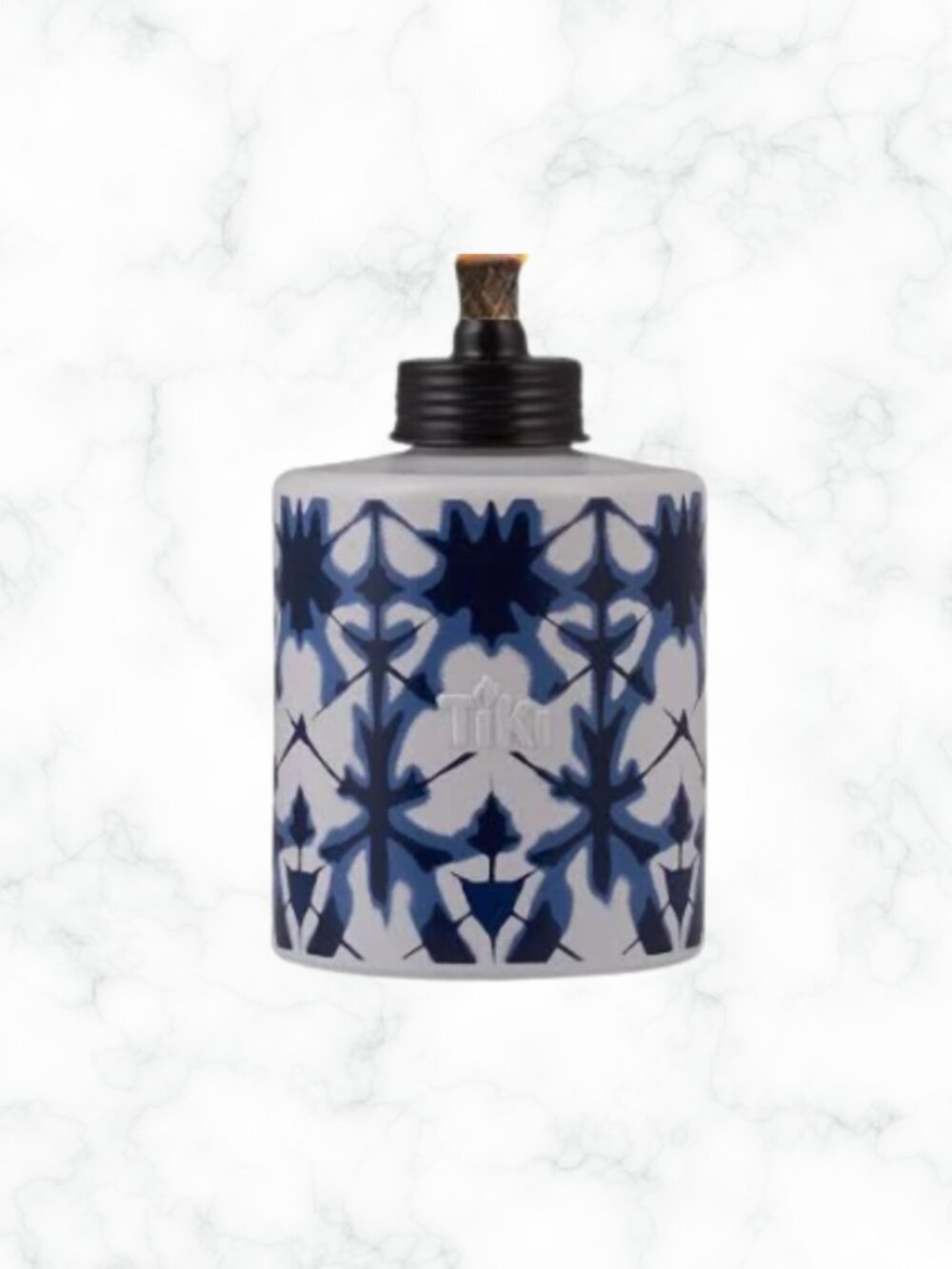 NWT | TIKI Brand Tie Dye Glass Table Torch | Blue & White Outdoor Décor